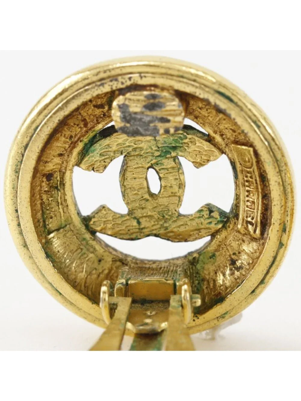 Chanel CC Logo Vintage Gold Plated Earrings